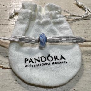 Pandora Silver Murano Glass Charm | Light Blue Swirl